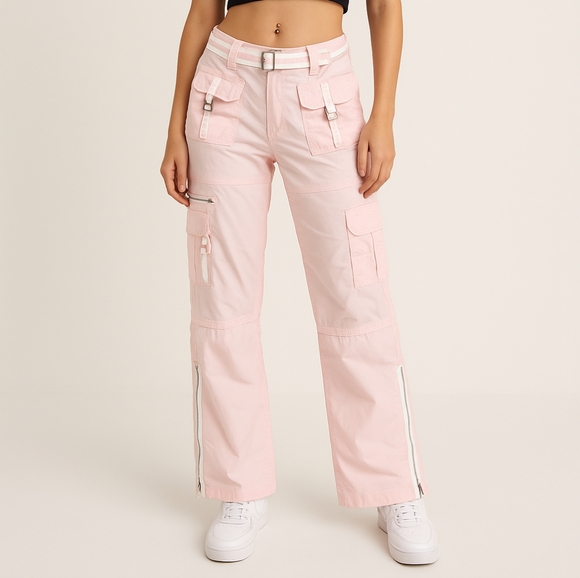 Limited Too Y2K Cargo Pants Low Rise Convertible Pants Pink Size Juniors 5 - Picture 1 of 8